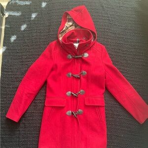 Tommy Hilfiger Hooded Red Wood Blend Peacoat with Black Toggles - Size M!